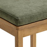 Lennox Oak Wood Counter Stool With Wavy Razor Back and Cushion in Weathered Oak Sage