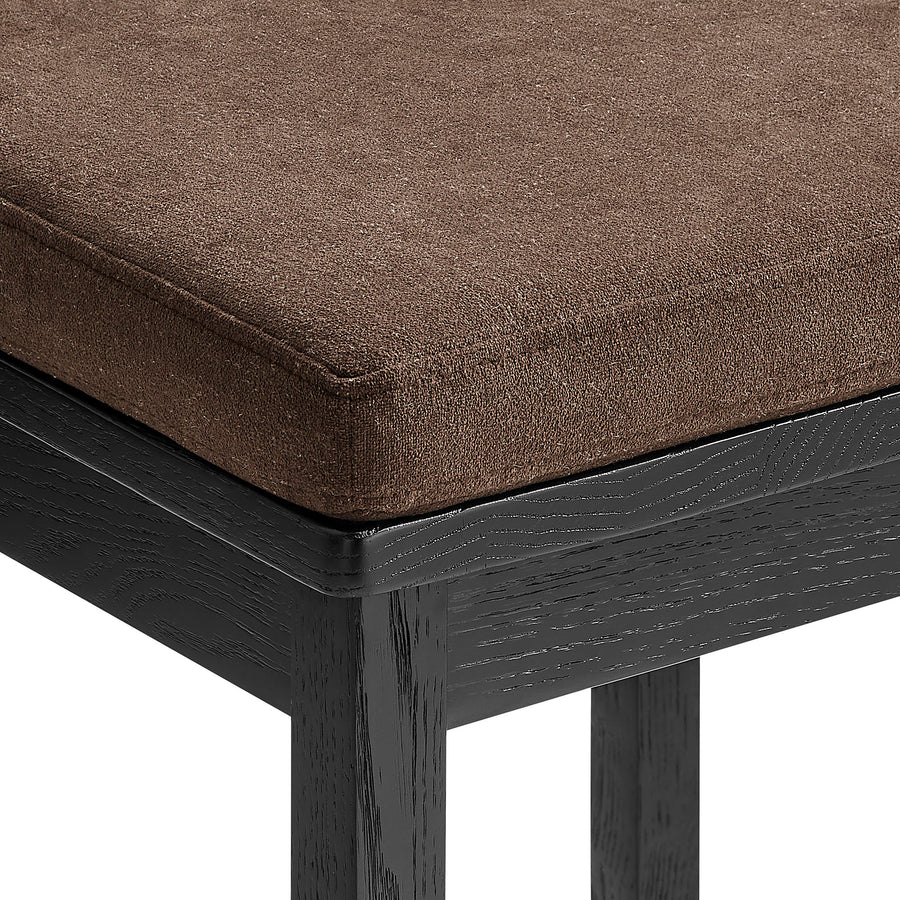 Lennox Oak Wood Bar Stool With Wavy Razor Back and Cushion in Black Cocoa