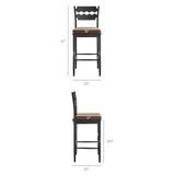 Lennox Oak Wood Bar Stool With Wavy Razor Back and Cushion in Black Cocoa