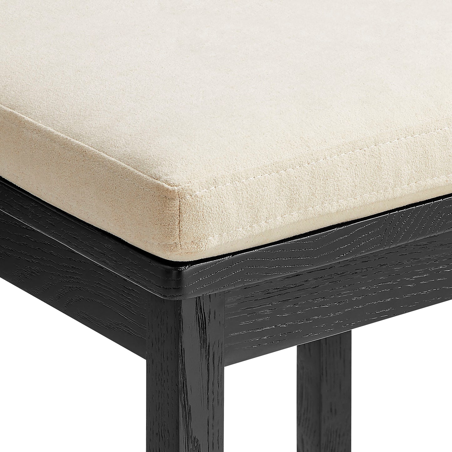 Lennox Oak Wood Bar Stool With Wavy Razor Back and Cushion in Black Linen