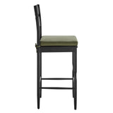 Lennox Oak Wood Bar Stool With Wavy Razor Back and Cushion in Black Sage
