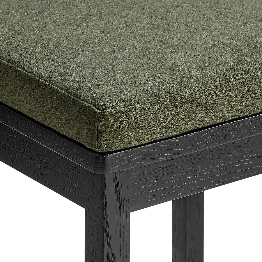 Lennox Oak Wood Bar Stool With Wavy Razor Back and Cushion in Black Sage