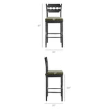 Lennox Oak Wood Bar Stool With Wavy Razor Back and Cushion in Black Sage