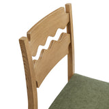 Lennox Oak Wood Bar Stool With Wavy Razor Back and Cushion in Weathered Oak Sage