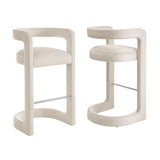 Sepia Performance Velvet Bar Stool Set of 2 in Alabaster