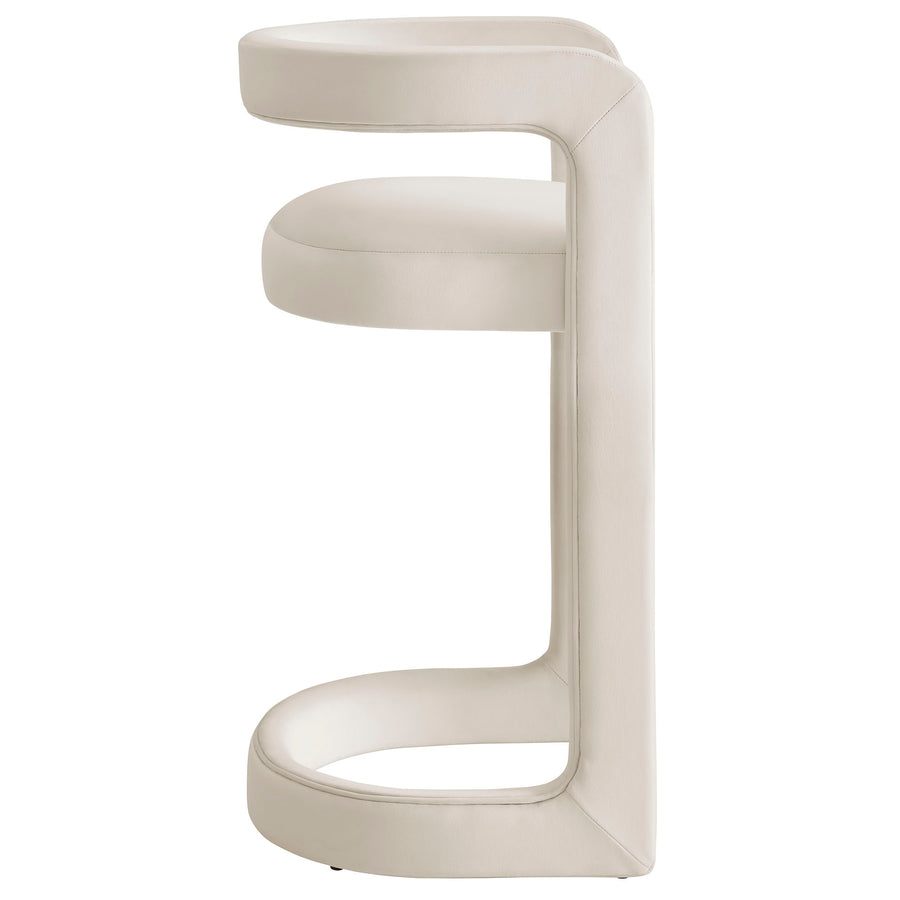Sepia Performance Velvet Bar Stool Set of 2 in Alabaster