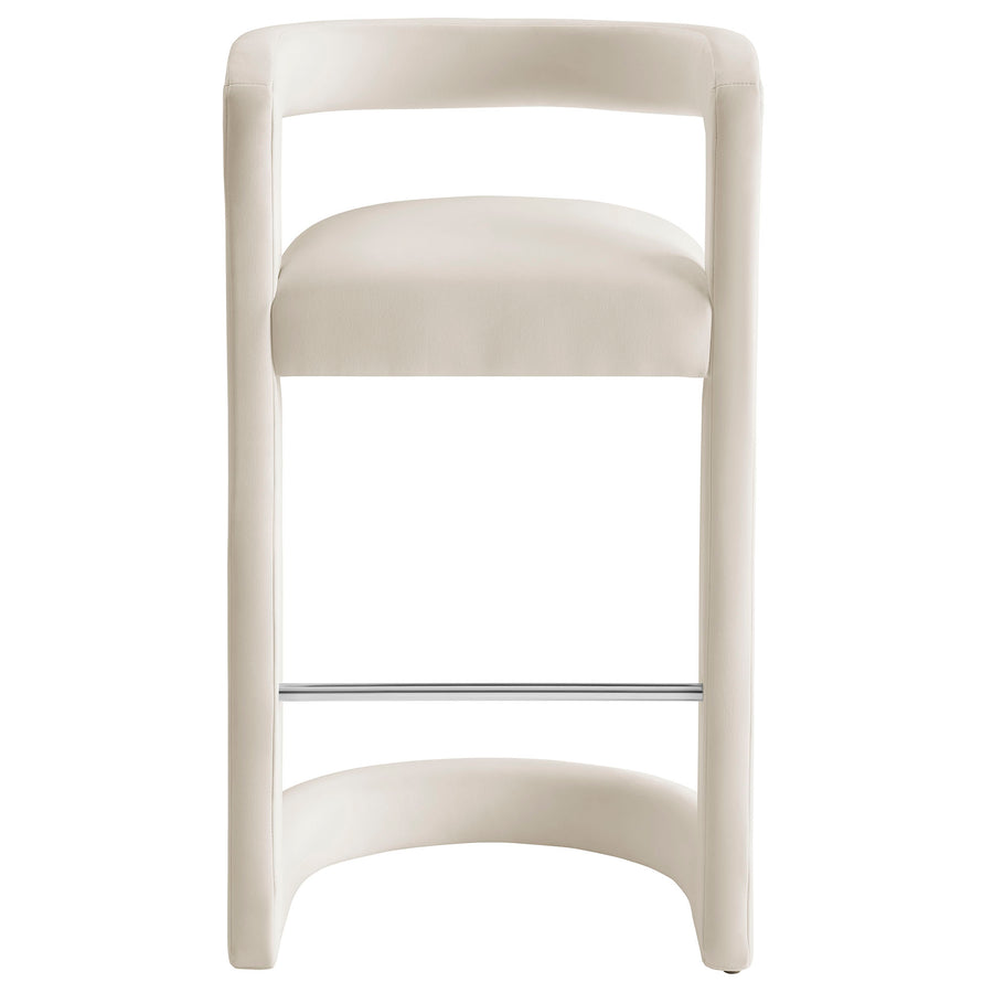 Sepia Performance Velvet Bar Stool Set of 2 in Alabaster