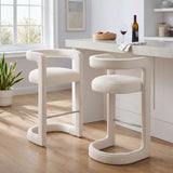 Sepia Performance Velvet Bar Stool Set of 2 in Alabaster