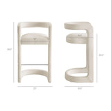 Sepia Performance Velvet Bar Stool Set of 2 in Alabaster