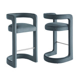 Sepia Performance Velvet Bar Stool Set of 2 in Cadet Blue