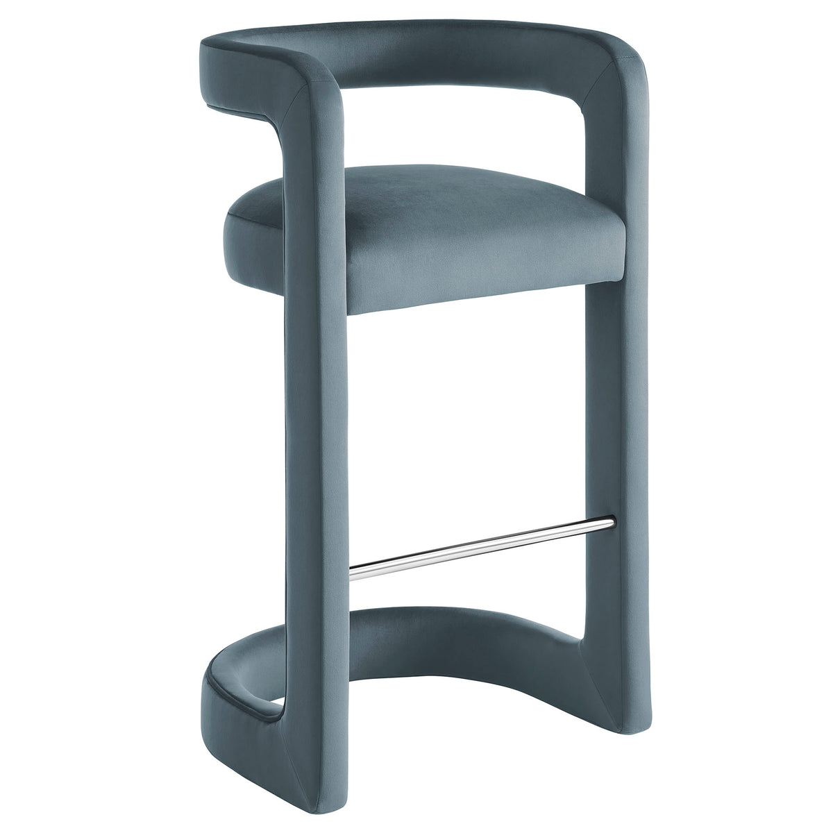 Sepia Performance Velvet Bar Stool Set of 2 in Cadet Blue