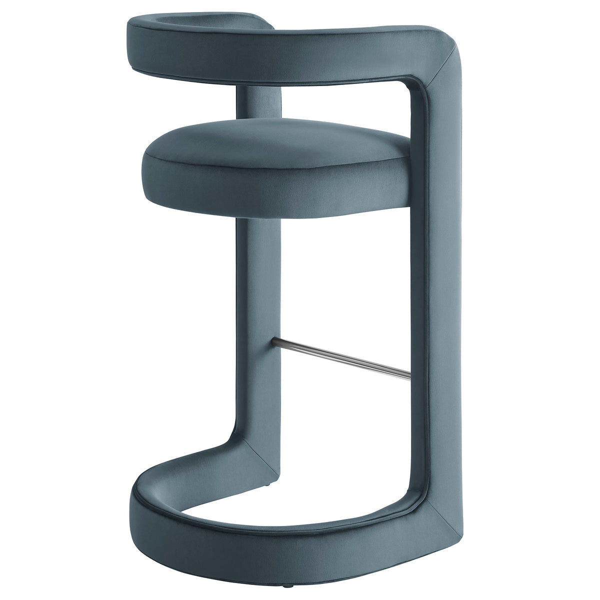 Sepia Performance Velvet Bar Stool Set of 2 in Cadet Blue