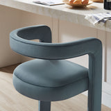 Sepia Performance Velvet Bar Stool Set of 2 in Cadet Blue
