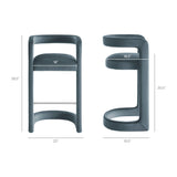 Sepia Performance Velvet Bar Stool Set of 2 in Cadet Blue