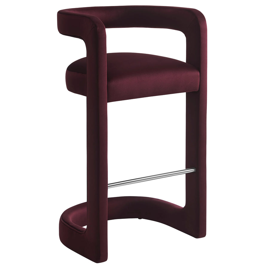 Sepia Performance Velvet Bar Stool Set of 2 in Mulberry