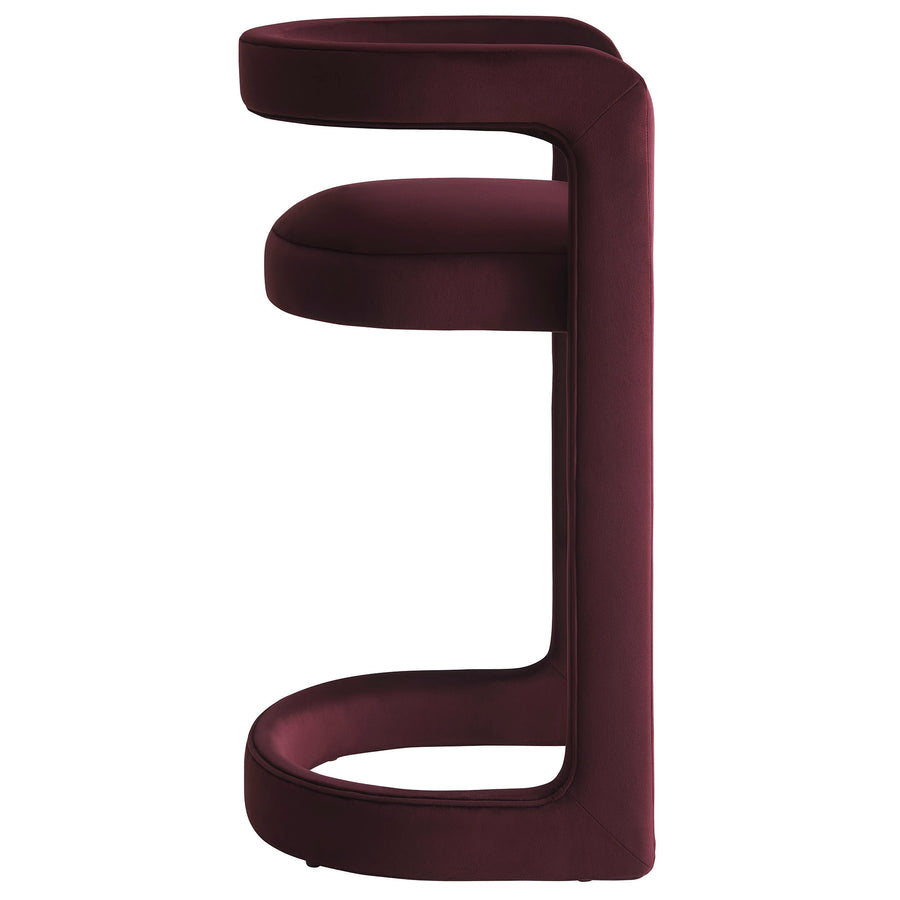 Sepia Performance Velvet Bar Stool Set of 2 in Mulberry