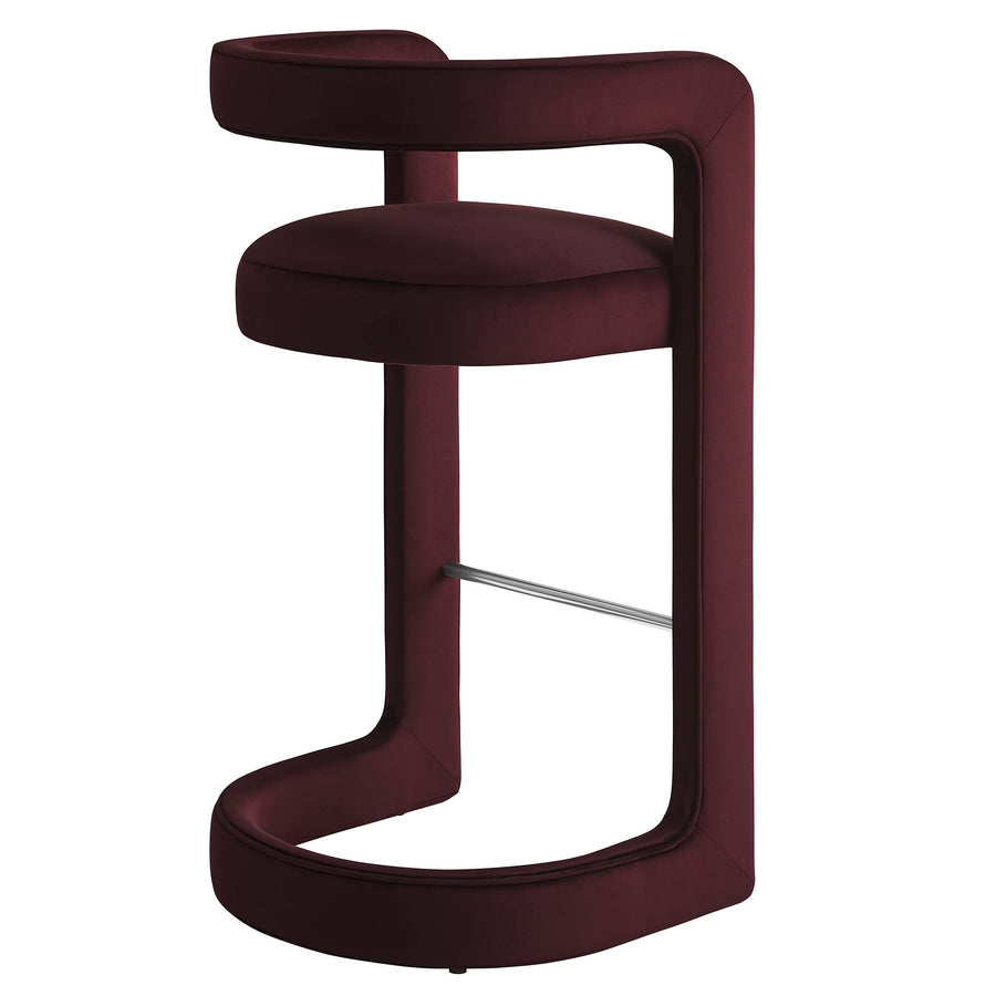 Sepia Performance Velvet Bar Stool Set of 2 in Mulberry