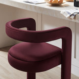 Sepia Performance Velvet Bar Stool Set of 2 in Mulberry
