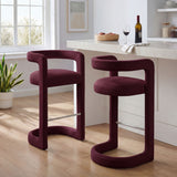 Sepia Performance Velvet Bar Stool Set of 2 in Mulberry