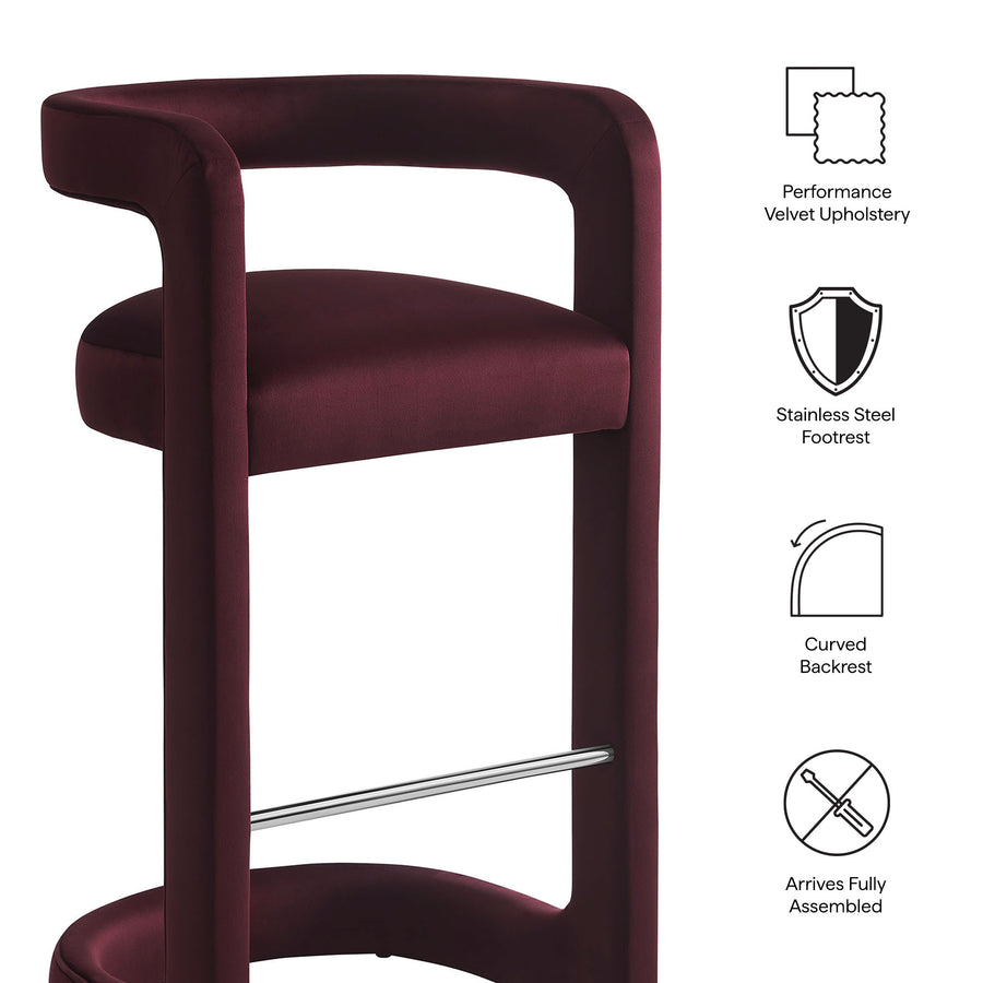 Sepia Performance Velvet Bar Stool Set of 2 in Mulberry