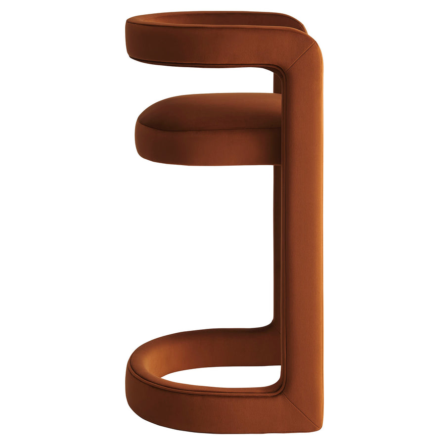 Sepia Performance Velvet Bar Stool Set of 2 in Rust