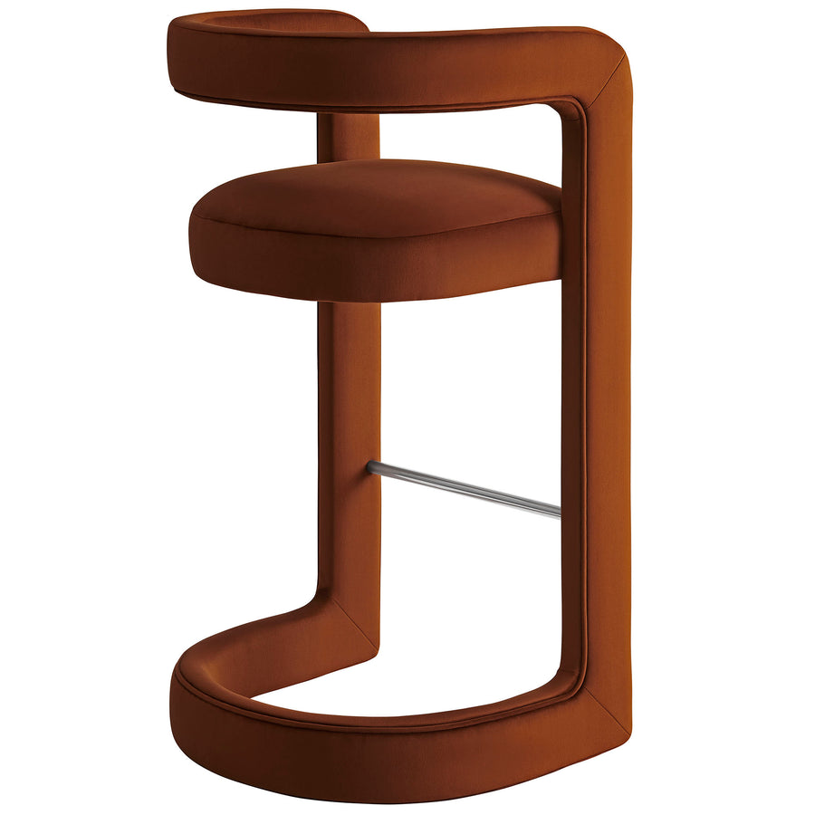 Sepia Performance Velvet Bar Stool Set of 2 in Rust
