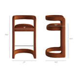 Sepia Performance Velvet Bar Stool Set of 2 in Rust