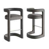 Sepia Performance Velvet Bar Stool Set of 2 in Storm Gray