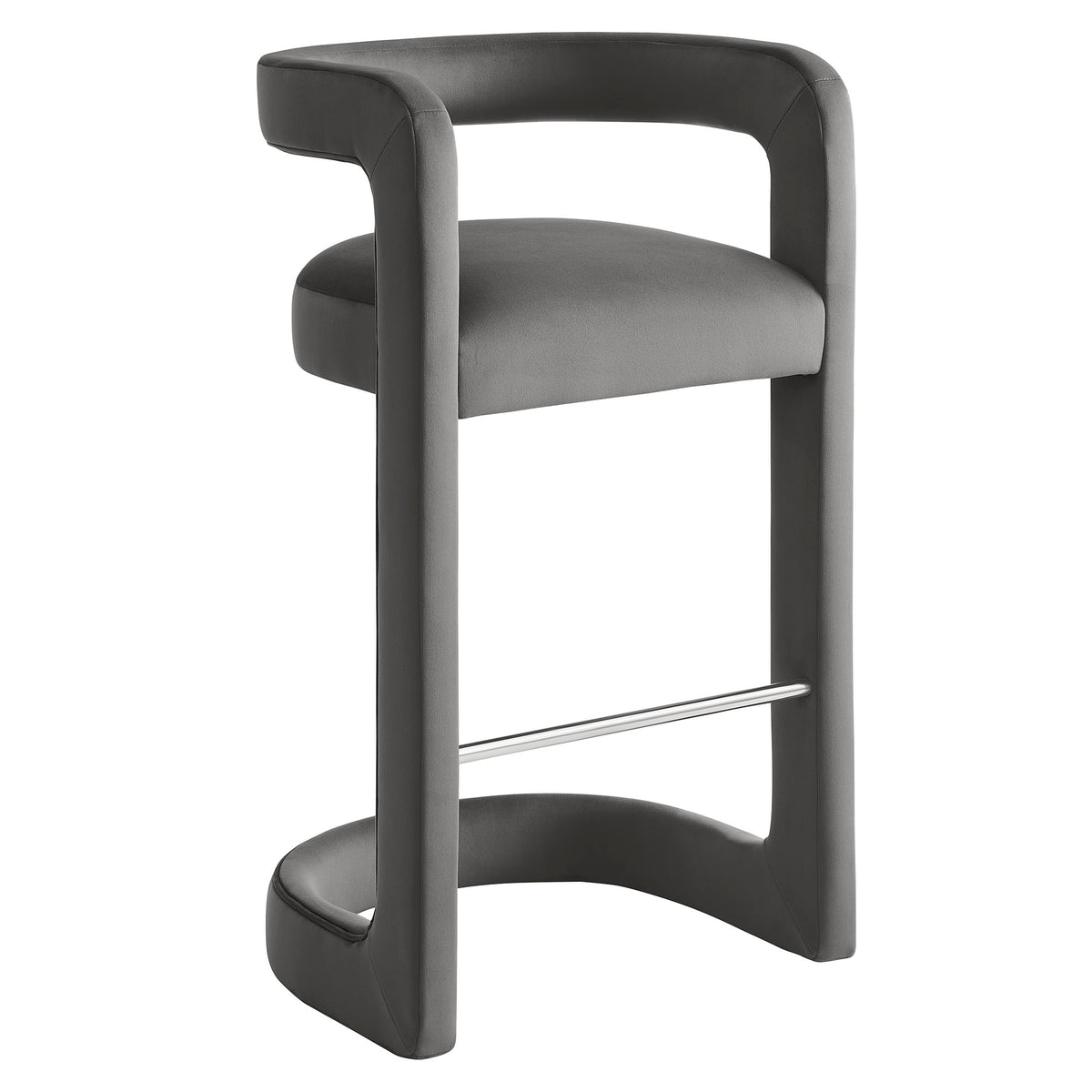 Sepia Performance Velvet Bar Stool Set of 2 in Storm Gray