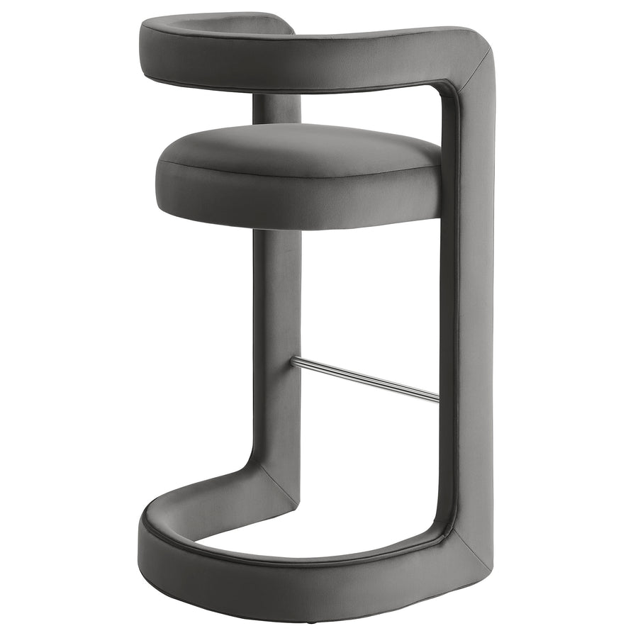 Sepia Performance Velvet Bar Stool Set of 2 in Storm Gray
