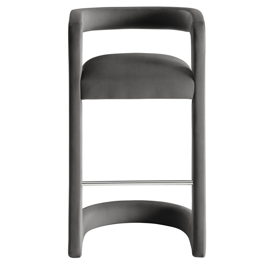 Sepia Performance Velvet Bar Stool Set of 2 in Storm Gray
