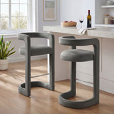 Sepia Performance Velvet Bar Stool Set of 2 in Storm Gray
