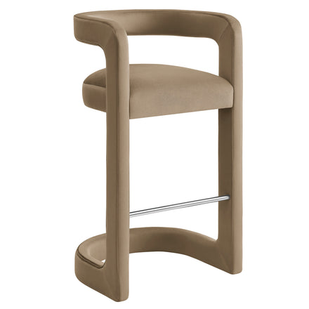 Winslow Performance Velvet Bar Stool Set of 2 in Taupe