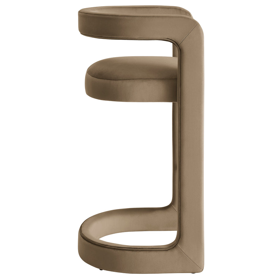 Sepia Performance Velvet Bar Stool Set of 2 in Taupe