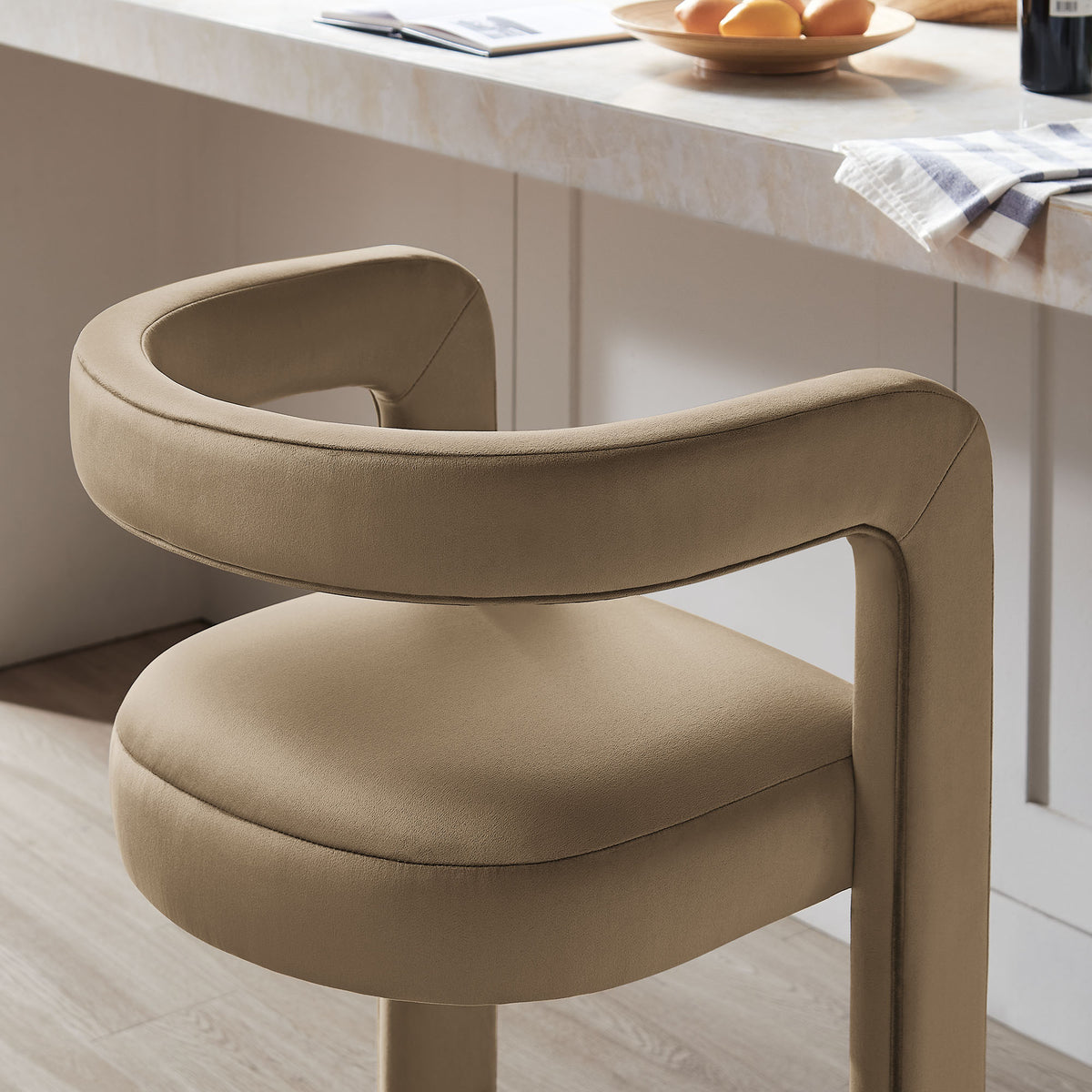 Sepia Performance Velvet Bar Stool Set of 2 in Taupe