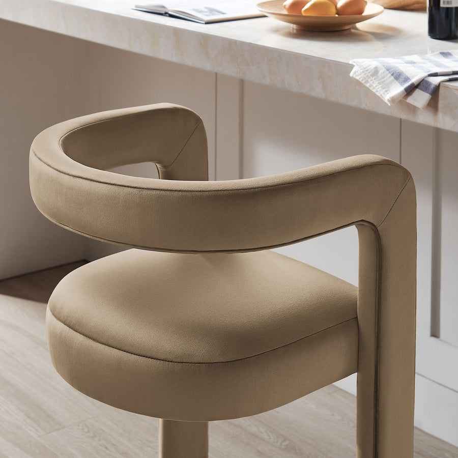 Sepia Performance Velvet Bar Stool Set of 2 in Taupe