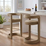 Sepia Performance Velvet Bar Stool Set of 2 in Taupe