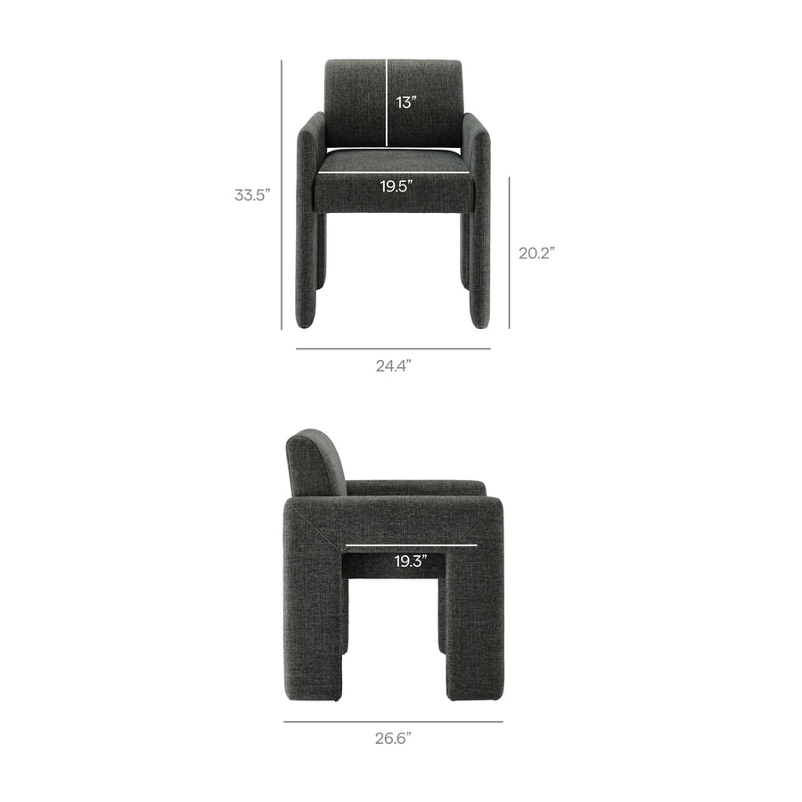 Myrtle Fabric Upholstered Dining Chair in Charcoal