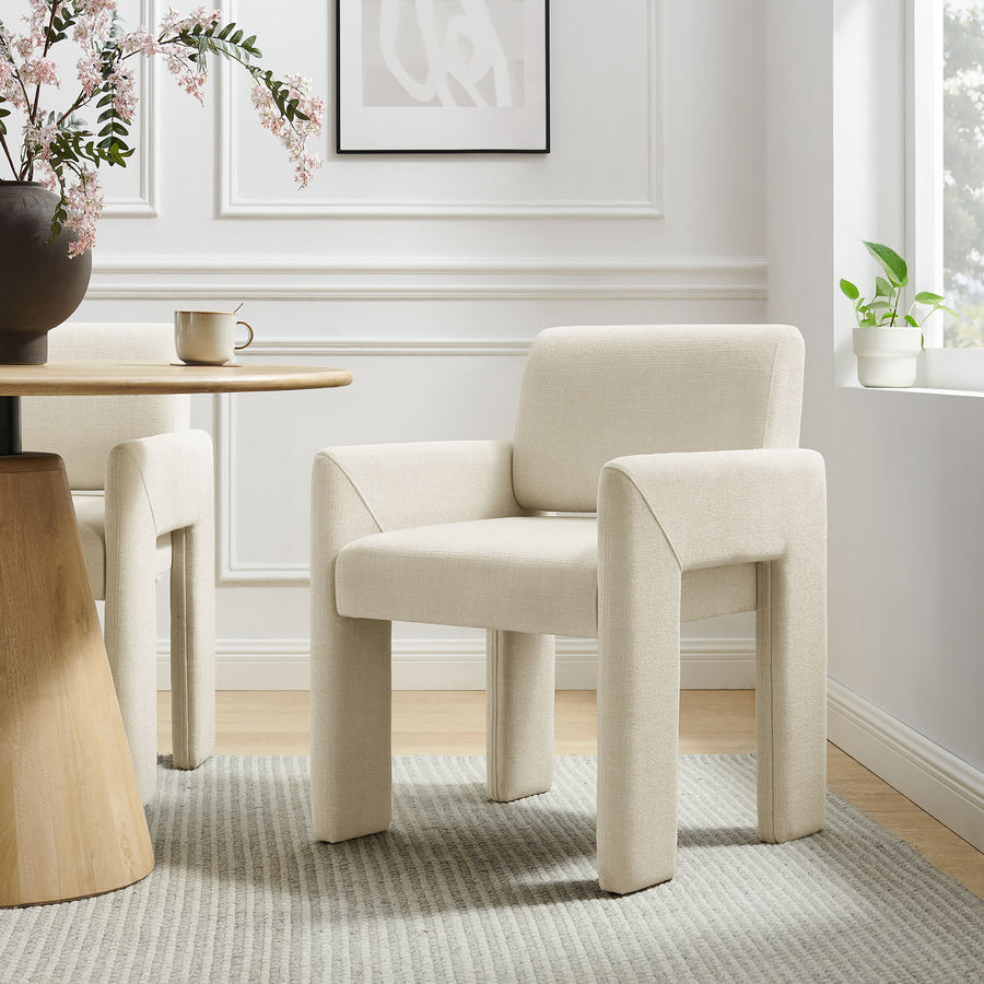 Myrtle Fabric Upholstered Dining Chair in Ecru