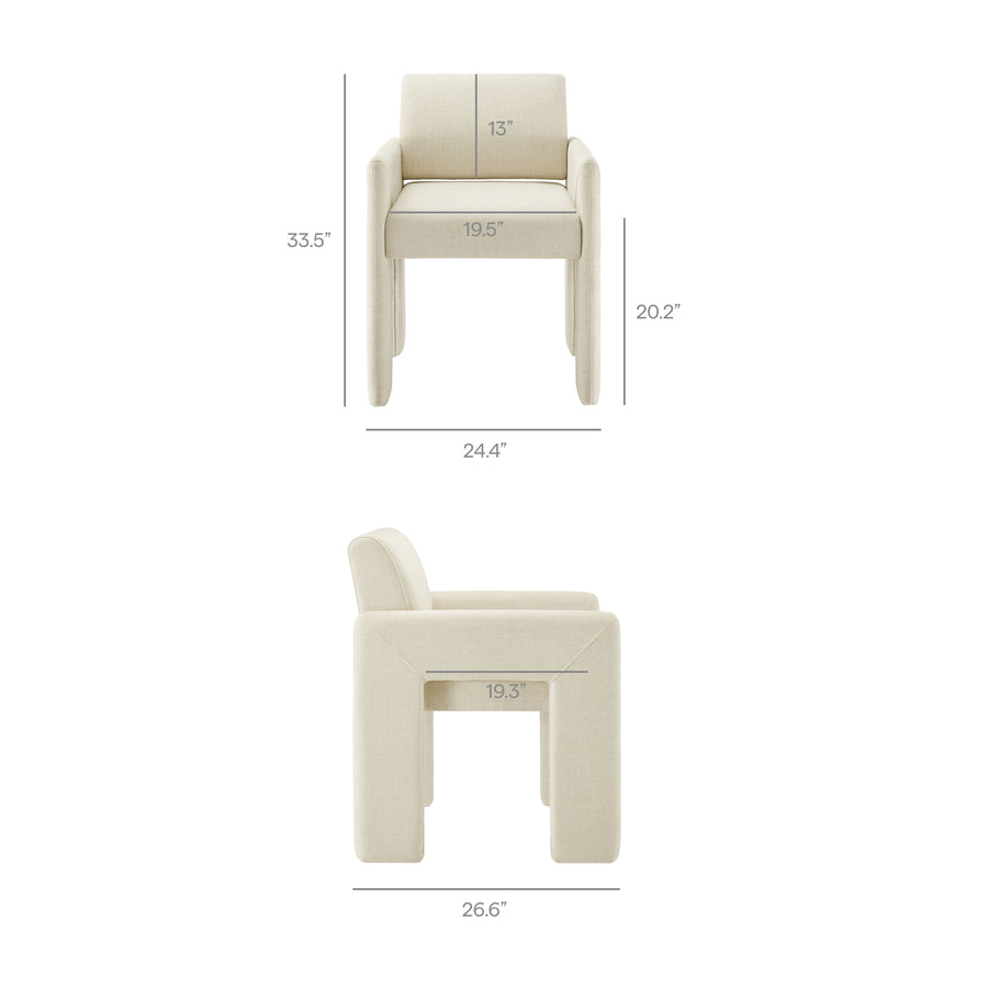 Myrtle Fabric Upholstered Dining Chair in Ecru