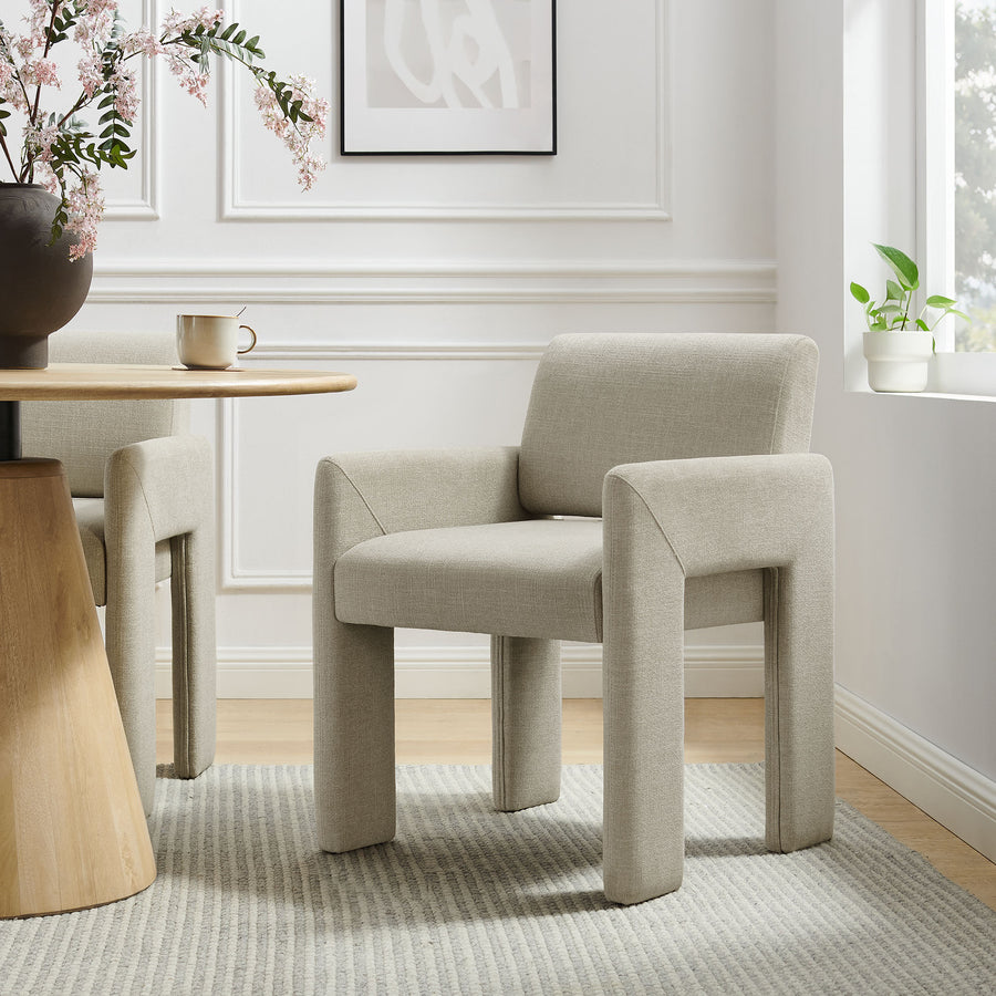 Myrtle Fabric Upholstered Dining Chair in Linen