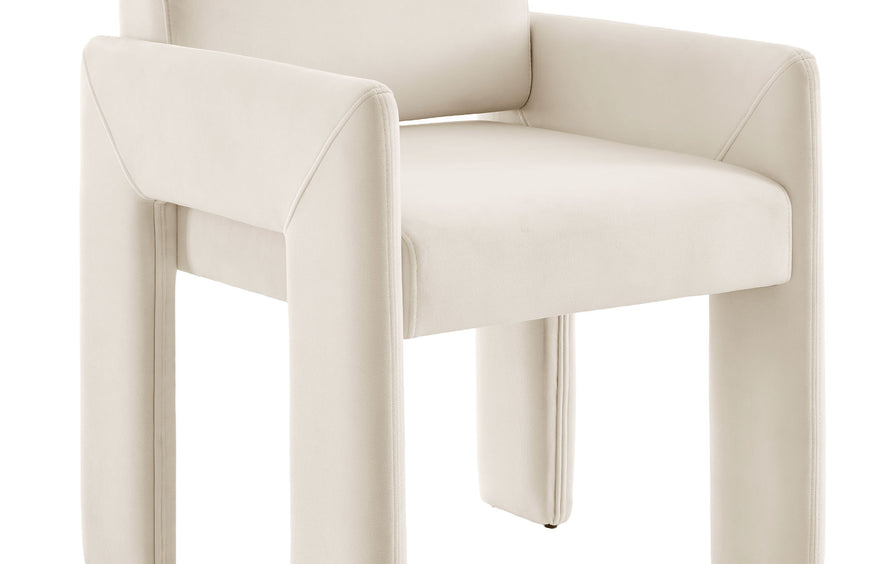 Myrtle Stain-Resistant Performance Velvet Dining Armchair in Alabaster