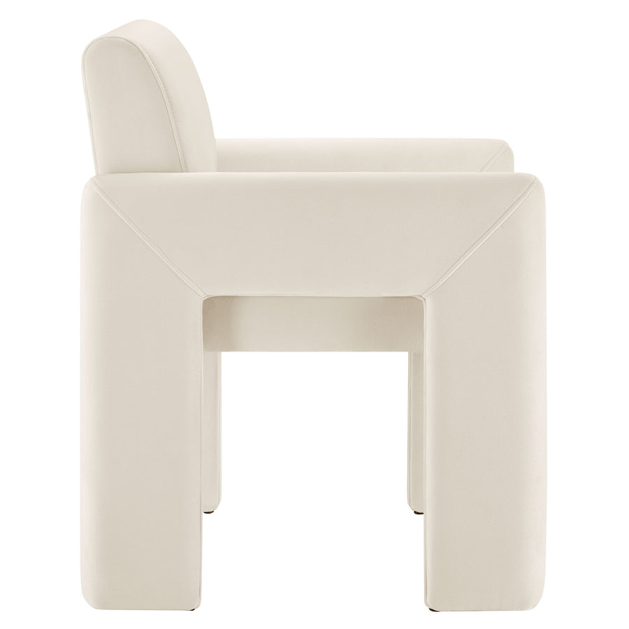 Myrtle Stain-Resistant Performance Velvet Dining Armchair in Alabaster