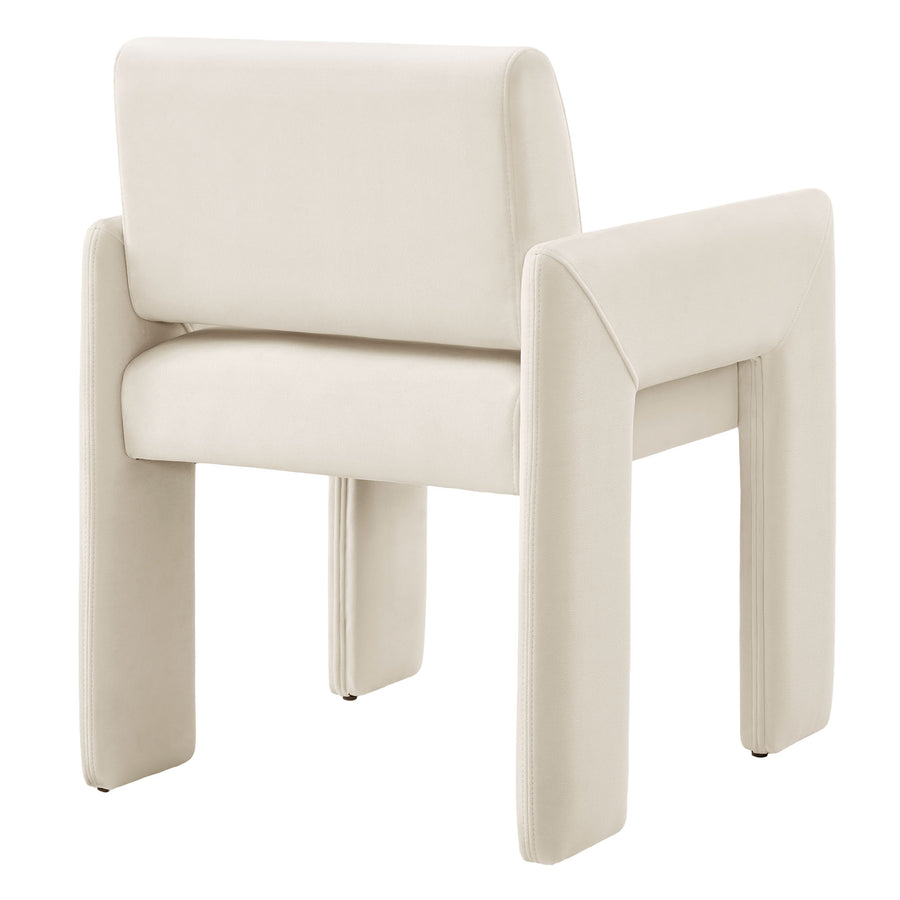 Myrtle Stain-Resistant Performance Velvet Dining Armchair in Alabaster