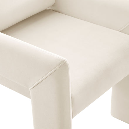 Daven Stain-Resistant Performance Velvet Dining Armchair in Alabaster