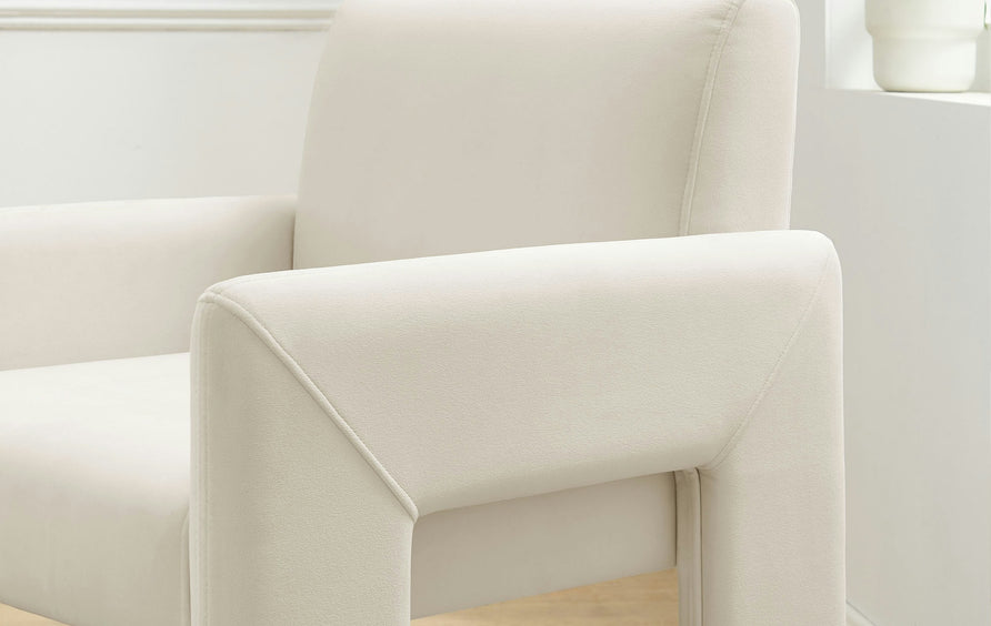 Myrtle Stain-Resistant Performance Velvet Dining Armchair in Alabaster