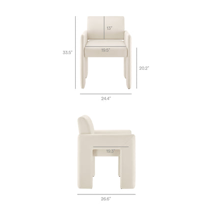 Daven Stain-Resistant Performance Velvet Dining Armchair in Alabaster