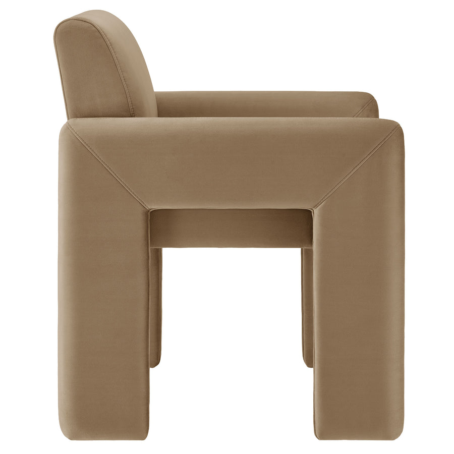 Myrtle Stain-Resistant Performance Velvet Dining Armchair in Taupe