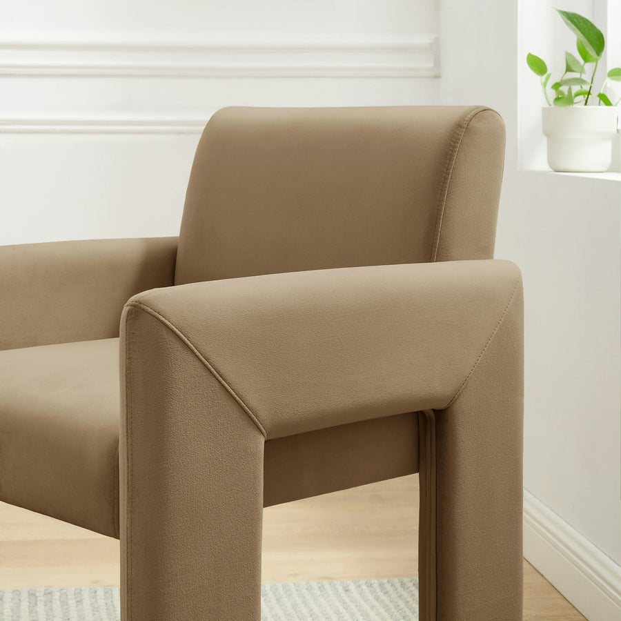 Myrtle Stain-Resistant Performance Velvet Dining Armchair in Taupe