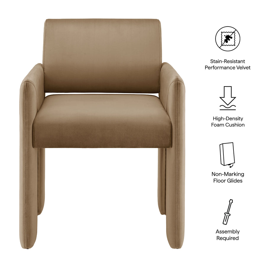 Myrtle Stain-Resistant Performance Velvet Dining Armchair in Taupe
